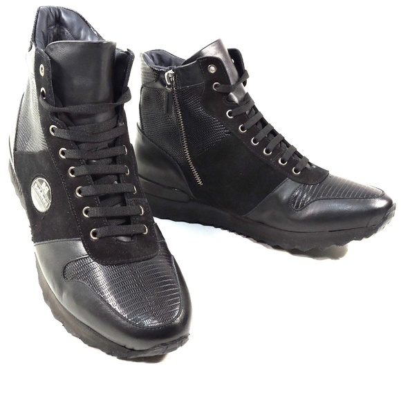 BALDININI 🇮🇹 MEN'S BLACK LEATHER COMFORT WINTER ANKLE BOOTIE